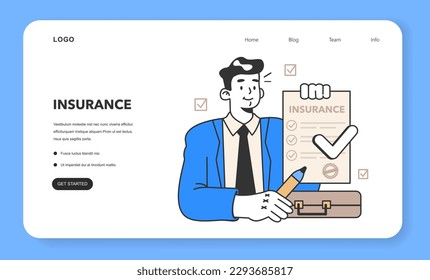 Insurance web banner or landing page. Security and protection of health and life. Healthcare and first aid. Emergencies compensation or clinic services spendings coverage. Flat vector illustration