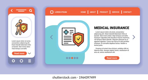 Insurance web banner and mobile app kit. Outline vector illustration. Creative idea concept.
