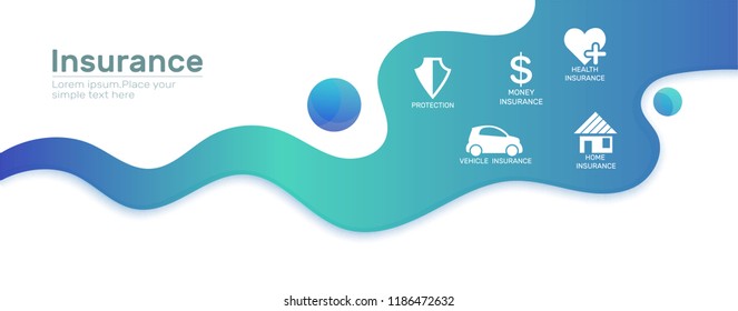 Insurance web banner.Header Cover for medical,finance,life,home and vehicle insurance.Can use for web banner, infographic,hero images.Flat isometric vector illustration.