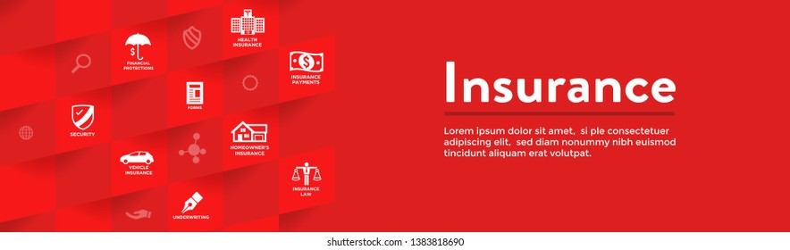 Insurance Web Header Banner with homeowners, medical, life, and vehicle insurance