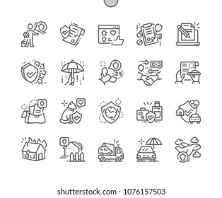 Insurance Well-crafted Pixel Perfect Vector Thin Line Icons 30 2x Grid for Web Graphics and Apps. Simple Minimal Pictogram