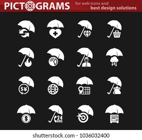 Insurance white icons set for web sites and user interface