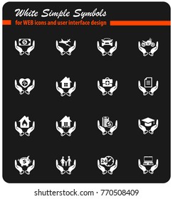 insurance white vector icons for web and user interface design