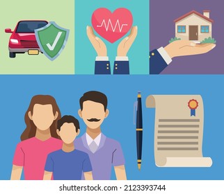 insuranse service set five icons