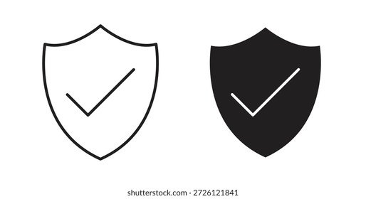 Símbolo de Vector de iconos asegurados con trazo editable y versiones planas