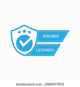 Insured and license banner with shield icon design vector