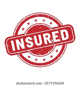 Insured round stamp icon grunge distressed style