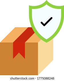 Insured and Secure Parcel Delivery Vector Color Icon Design, No Contact Box Symbol on white background, Safe Shippment Concept,