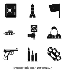 Insurrection icons set. Simple set of 9 insurrection vector icons for web isolated on white background