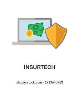 Insurtech flat icon. Color simple element from fintech collection. Creative Insurtech icon for web design, templates, infographics and more