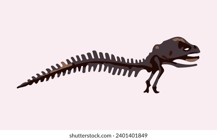 intact bones posil dinosaur watercolor illustration