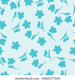 intage seamless background pattern. Rose, wild flowers with with leaves on light blue. Abstract, hand drawn