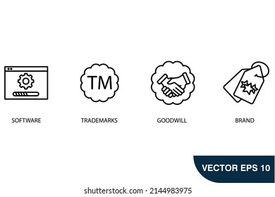 intangible assets icons set . intangible assets pack symbol vector elements for infographic web