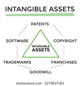 intangible assets types graph or diagram, vector illustration 