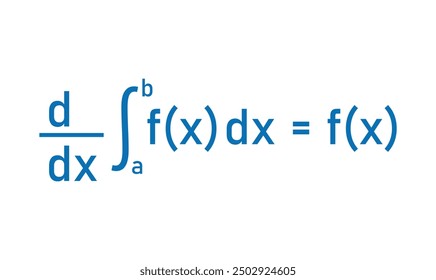 Integral of calculus formula. Variable of integration, Integrand, Integral sign, Upper and lower limit of integration.
