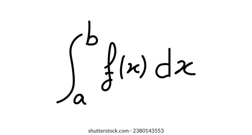 Integral of function symbol in mathematics. Scientific resources for teachers and students. Math doodle handwriting concept.