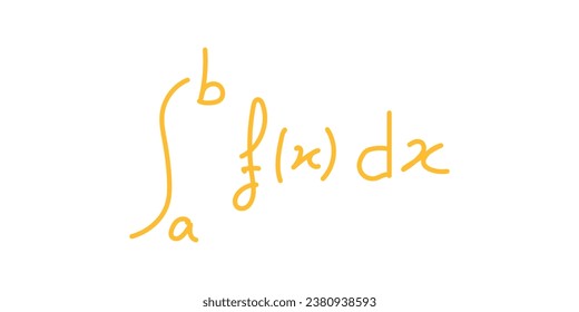 Integral of function symbol in mathematics. Scientific resources for teachers and students. Math doodle handwriting concept.