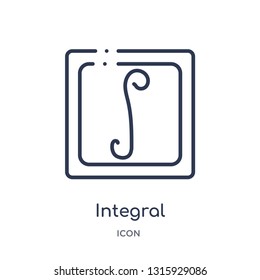 integral icon from signs outline collection. Thin line integral icon isolated on white background.