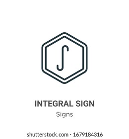 Integral sign outline vector icon. Thin line black integral sign icon, flat vector simple element illustration from editable signs concept isolated stroke on white background