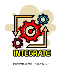 icono de integración. integrar el diseño de pegatinas en color plano.