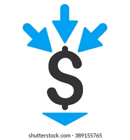 Integrate Payment vector icon. Style is bicolor flat symbol, blue and gray colors, white background.