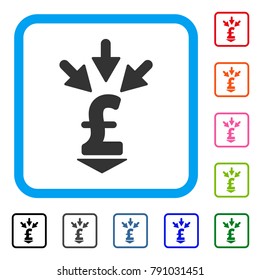 Integrate Pound Payment icon. Flat grey pictogram symbol inside a light blue rounded squared frame. Black, gray, green, blue, red, orange color additional versions of Integrate Pound Payment vector.