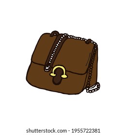 bolso de cuero dibujado a mano sobre fondo blanco. 