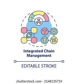 Integrated chain management concept icon. Tool of industrial ecology abstract idea thin line illustration. Isolated outline drawing. Editable stroke. Arial, Myriad Pro-Bold fonts used