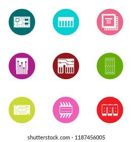 Integrated circuit icons set. Flat set of 9 integrated circuit vector icons for web isolated on white background