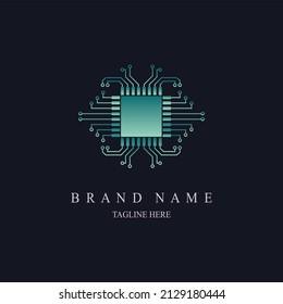 Integrated Circuit microchip CPU ai logo design template for brand or company and other