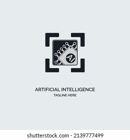 Integrated Circuit microchip CPU ai smart chip logo design template for brand or company and other