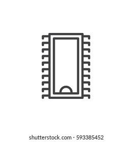 Integrated circuit, microchip line icon, outline vector sign, linear style pictogram isolated on white. Symbol, logo illustration. Editable stroke. Pixel perfect