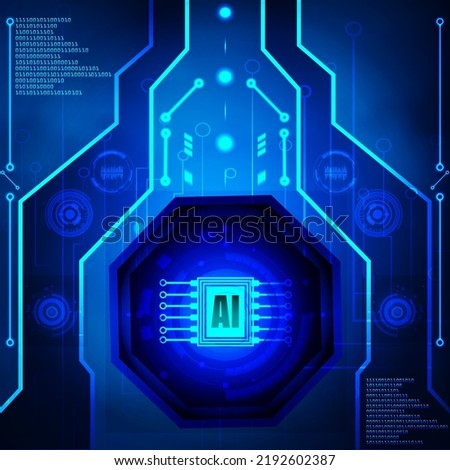 Integrated Circuit technology concept. Blueprint digital technology concept