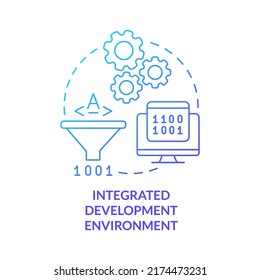 Integrated development environment blue gradient concept icon. Building application. Programming skills abstract idea thin line illustration. Isolated outline drawing. Myriad Pro-Bold font used