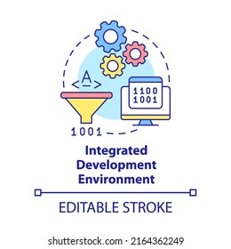 Integrated development environment concept icon. Programming skills abstract idea thin line illustration. Isolated outline drawing. Editable stroke. Arial, Myriad Pro-Bold fonts used