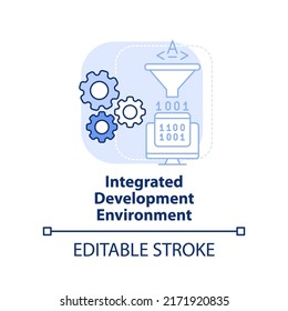 Integrated development environment light blue concept icon. Programming skills abstract idea thin line illustration. Isolated outline drawing. Editable stroke. Arial, Myriad Pro-Bold fonts used