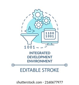 Integrated development environment turquoise concept icon. Programming skills abstract idea thin line illustration. Isolated outline drawing. Editable stroke. Arial, Myriad Pro-Bold fonts used