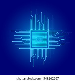 Integrated microchip concept. Microprocessor icon. Vector illustration. 