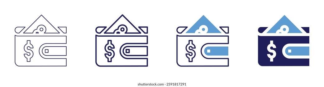 Integrated payment system icon in 4 different styles. Thin Line, Line, Bold Line, Duotone. Duotone style. Editable stroke.