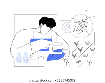 Integrated pest management abstract concept vector illustration. Farmer deals with pest control, agroecology industry, sustainable agriculture, countryside lifestyle abstract metaphor.