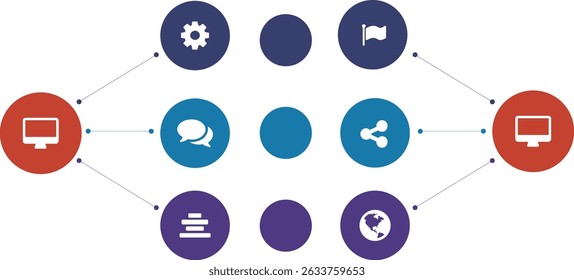 Integrierte Schritte Infografik mit Symbolen 