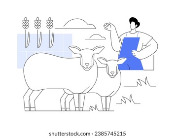 Integrating livestock and crops isolated cartoon vector illustrations. Herd of animals and farmer walking across the field, modern agriculture, sustainable agriculture vector cartoon.