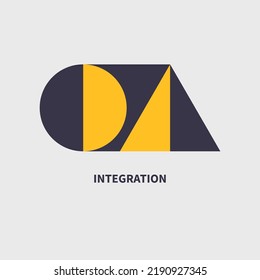 Integration Abstract Logo, Integrated Three Shapes. Geometric Business Icon. Acquisition Concept. Vector Illustration