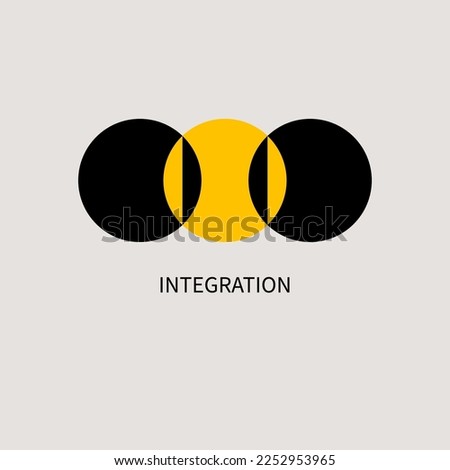 Integration abstract logo, three circles. Round business icon. Relationship concept. Vector illustration