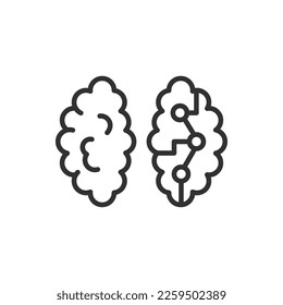 Integration of artificial intelligence, linear icon. Part of the brain artificial brain. Line with editable stroke