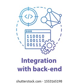 Integration with back-end concept icon. Software development kit idea thin line illustration. Coding and programming, IT project. Program developer. Vector isolated outline drawing