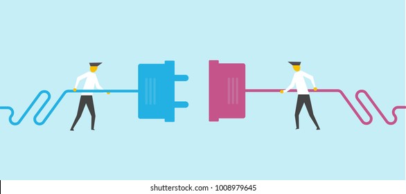 Integration and Collaboration TEAMWORK, connecting people working together vector illustration.
