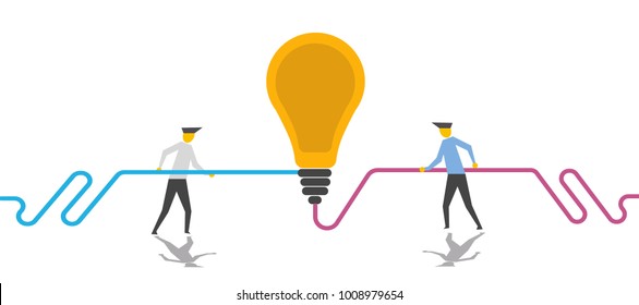 Integration and Collaboration TEAMWORK, connecting people working together vector illustration.