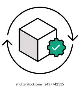 Integration and completion, system integration. Streamlined Workflow Icon. Integration and Completion. Automated Process. Editable Stroke Icon.