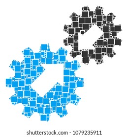 Integration composition icon of squares and circles in various sizes. Vector items are composed into integration mosaic design concept.